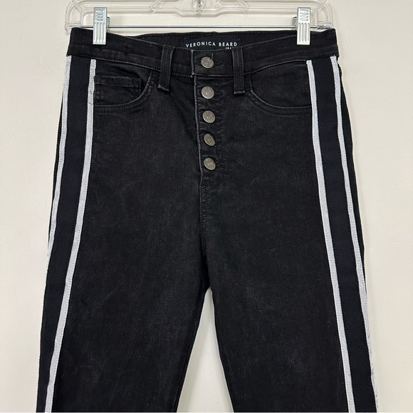 Veronica Beard Carolyn Baby Boot Cropped Jeans W/ Tux Stripes In Raven - Picture 9 of 16